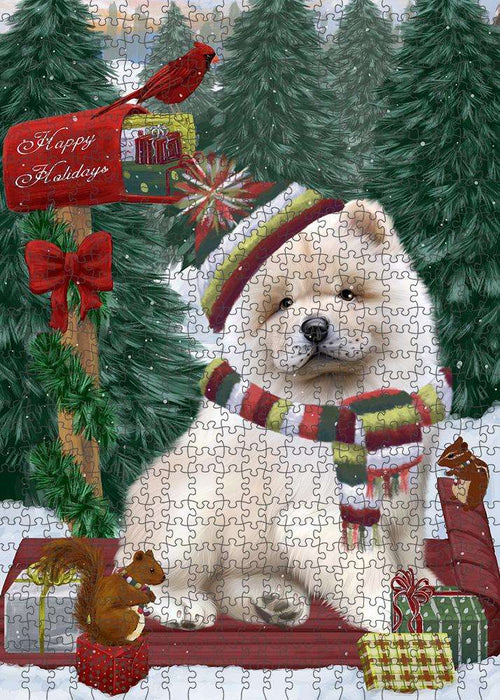 Merry Christmas Woodland Sled Chow Chow Dog Puzzle  PUZL87696