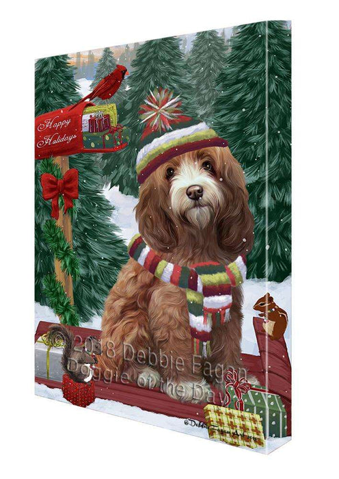 Merry Christmas Woodland Sled Cockapoo Dog Canvas Print Wall Art Décor CVS114074