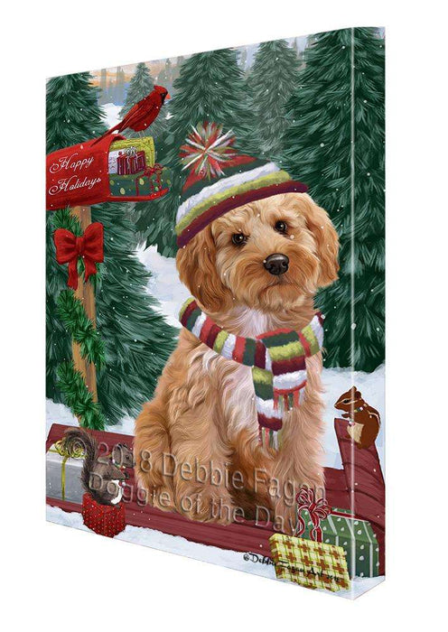 Merry Christmas Woodland Sled Cockapoo Dog Canvas Print Wall Art Décor CVS114083