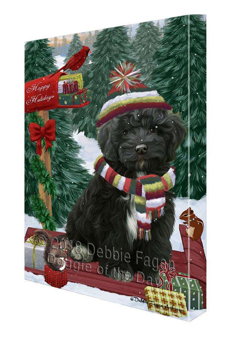 Merry Christmas Woodland Sled Cockapoo Dog Canvas Print Wall Art Décor CVS114092