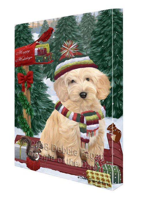 Merry Christmas Woodland Sled Cockapoo Dog Canvas Print Wall Art Décor CVS114101