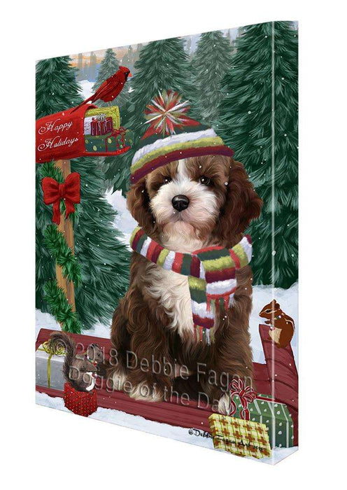 Merry Christmas Woodland Sled Cockapoo Dog Canvas Print Wall Art Décor CVS114110