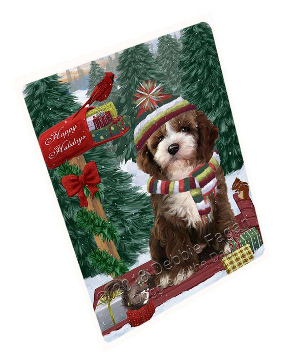 Merry Christmas Woodland Sled Cockapoo Dog Cutting Board C69864