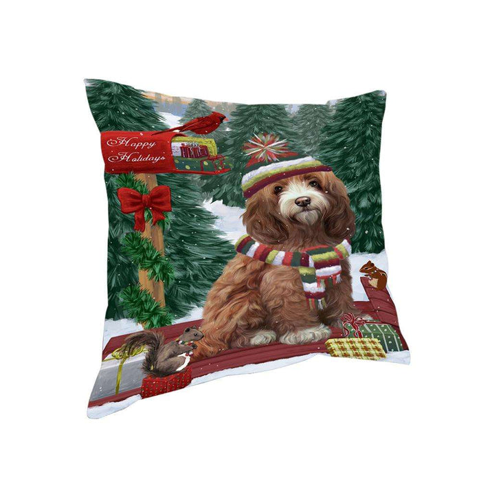 Merry Christmas Woodland Sled Cockapoo Dog Pillow PIL76892