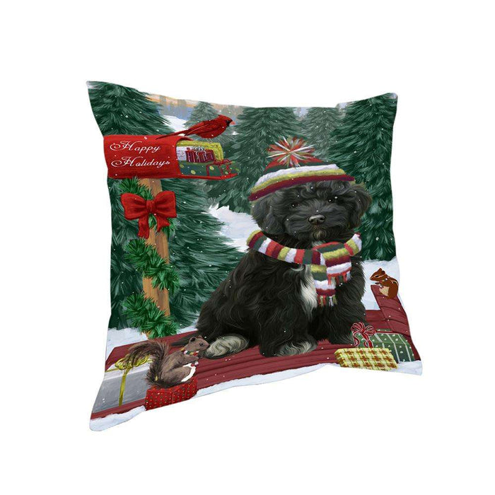 Merry Christmas Woodland Sled Cockapoo Dog Pillow PIL76900