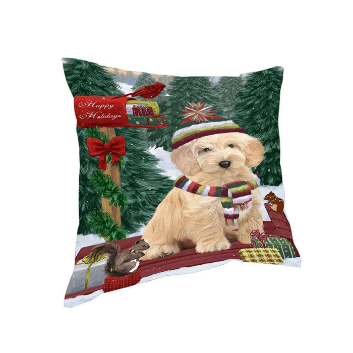 Merry Christmas Woodland Sled Cockapoo Dog Pillow PIL76904