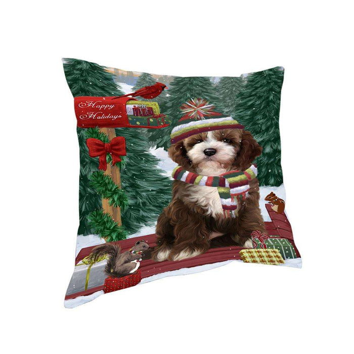 Merry Christmas Woodland Sled Cockapoo Dog Pillow PIL76908