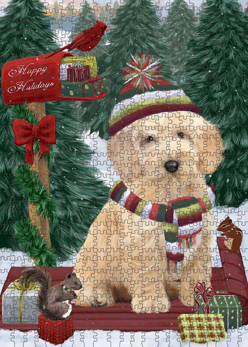 Merry Christmas Woodland Sled Cockapoo Dog Puzzle  PUZL87712