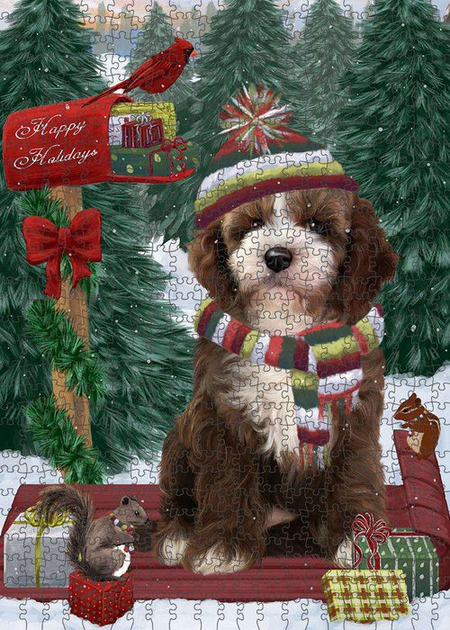 Merry Christmas Woodland Sled Cockapoo Dog Puzzle  PUZL87716