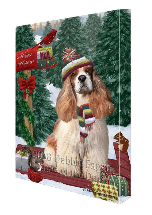 Merry Christmas Woodland Sled Cocker Spaniel Dog Canvas Print Wall Art Décor CVS114119