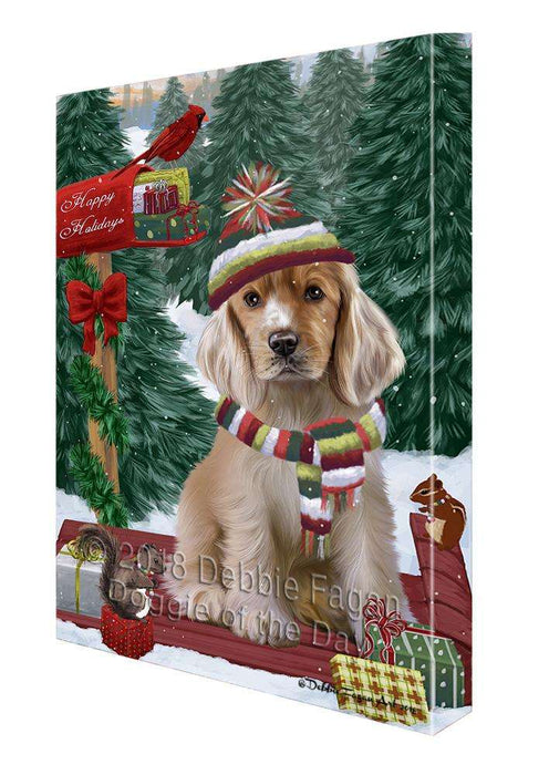 Merry Christmas Woodland Sled Cocker Spaniel Dog Canvas Print Wall Art Décor CVS114128