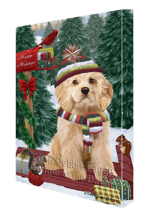 Merry Christmas Woodland Sled Cocker Spaniel Dog Canvas Print Wall Art Décor CVS114137