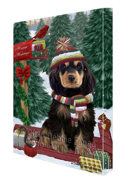 Merry Christmas Woodland Sled Cocker Spaniel Dog Canvas Print Wall Art Décor CVS114146