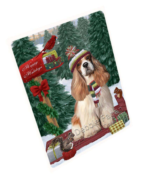 Merry Christmas Woodland Sled Cocker Spaniel Dog Large Refrigerator / Dishwasher Magnet RMAG91728