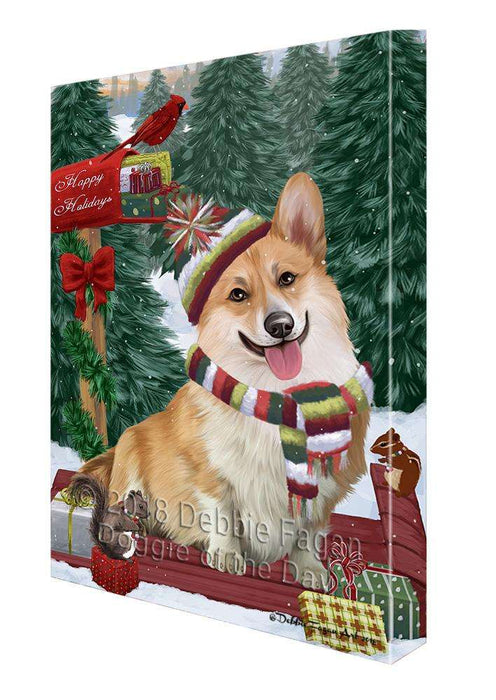 Merry Christmas Woodland Sled Corgi Dog Canvas Print Wall Art Décor CVS114164