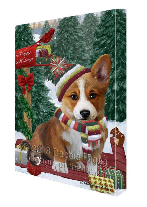 Merry Christmas Woodland Sled Corgi Dog Canvas Print Wall Art Décor CVS114173