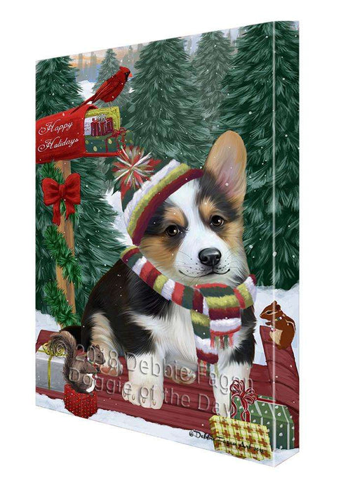 Merry Christmas Woodland Sled Corgi Dog Canvas Print Wall Art Décor CVS114182
