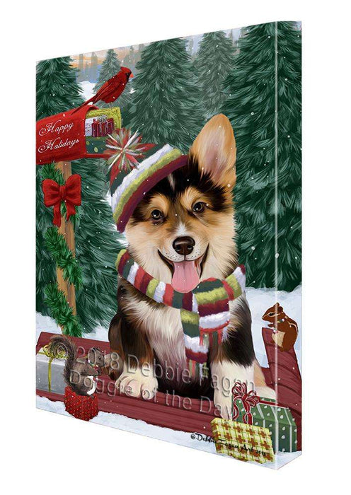 Merry Christmas Woodland Sled Corgi Dog Canvas Print Wall Art Décor CVS114191