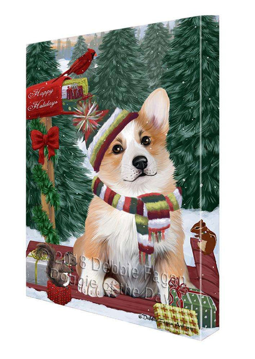 Merry Christmas Woodland Sled Corgi Dog Canvas Print Wall Art Décor CVS114200