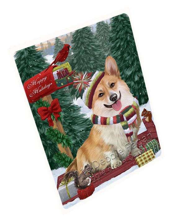 Merry Christmas Woodland Sled Corgi Dog Large Refrigerator / Dishwasher Magnet RMAG91758