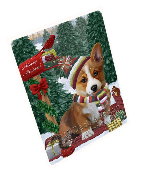 Merry Christmas Woodland Sled Corgi Dog Large Refrigerator / Dishwasher Magnet RMAG91764