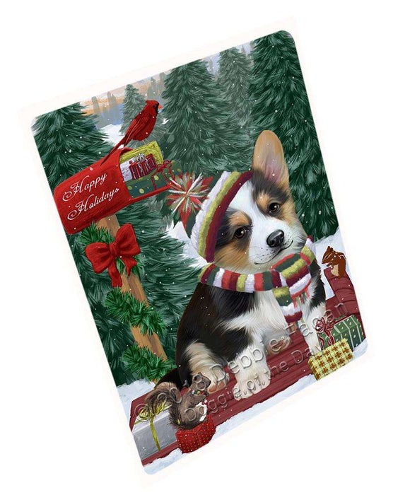 Merry Christmas Woodland Sled Corgi Dog Large Refrigerator / Dishwasher Magnet RMAG91770