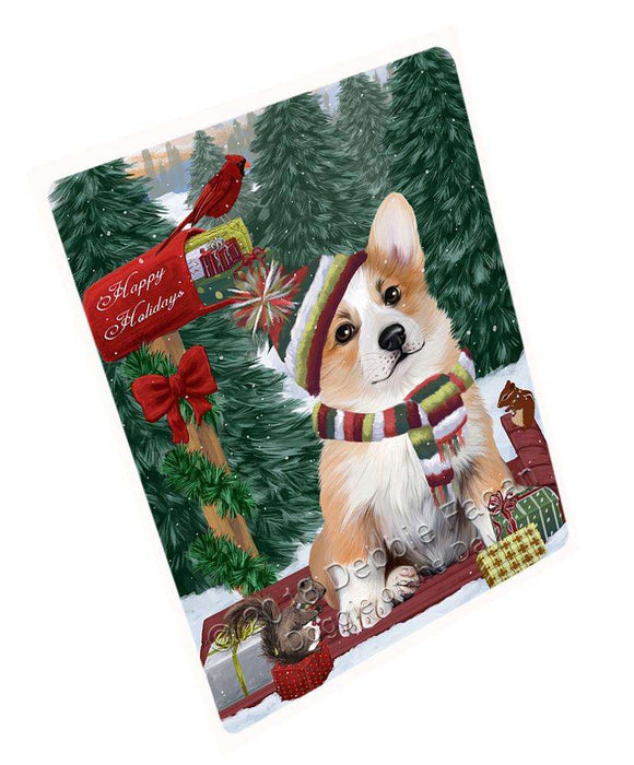 Merry Christmas Woodland Sled Corgi Dog Large Refrigerator / Dishwasher Magnet RMAG91782