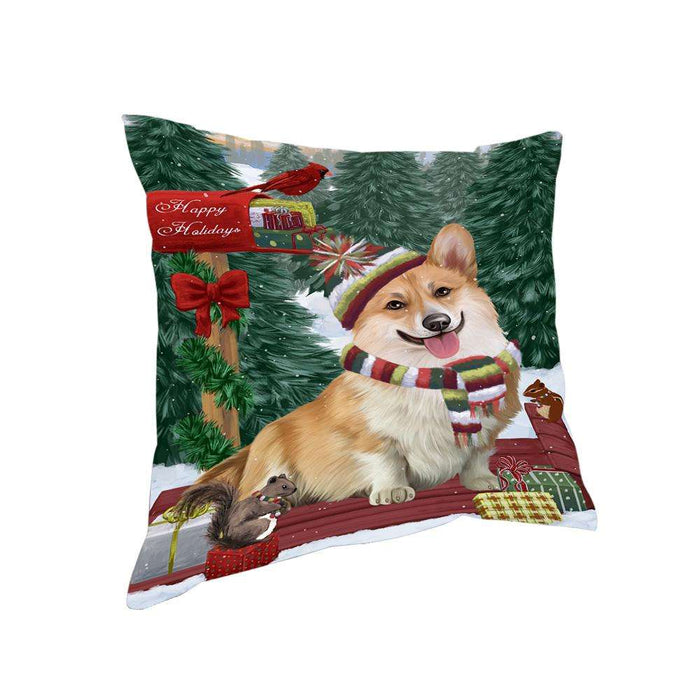 Merry Christmas Woodland Sled Corgi Dog Pillow PIL76932