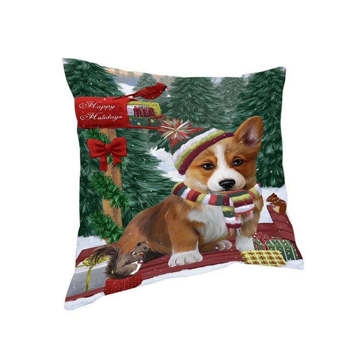 Merry Christmas Woodland Sled Corgi Dog Pillow PIL76936