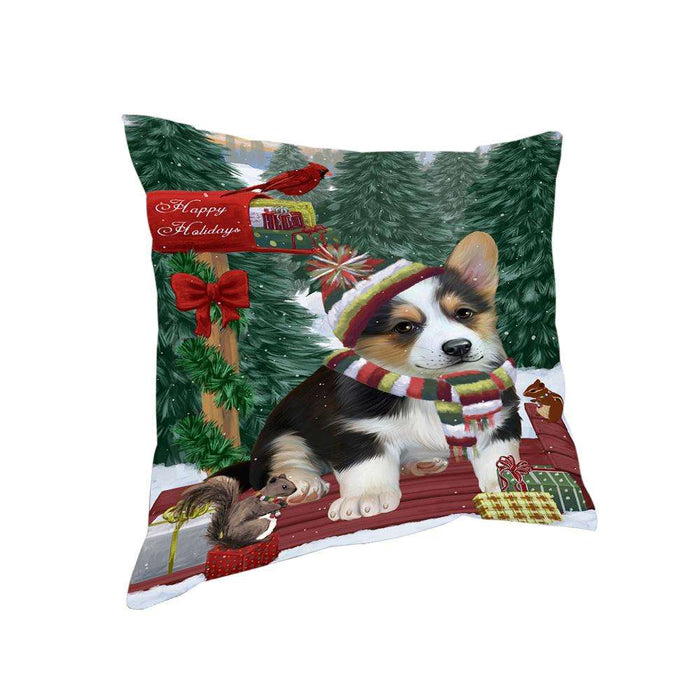 Merry Christmas Woodland Sled Corgi Dog Pillow PIL76940