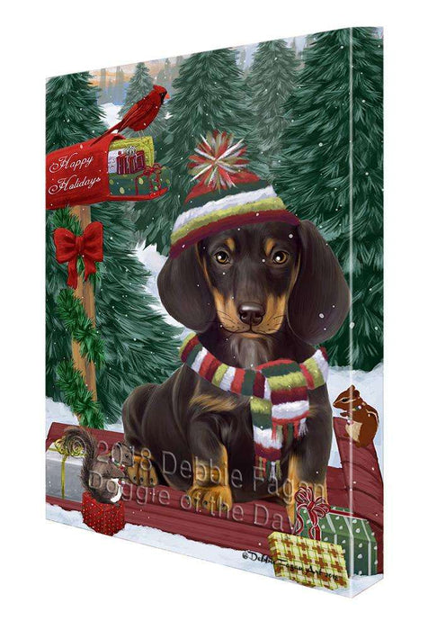 Merry Christmas Woodland Sled Dachshund Dog Canvas Print Wall Art Décor CVS114209