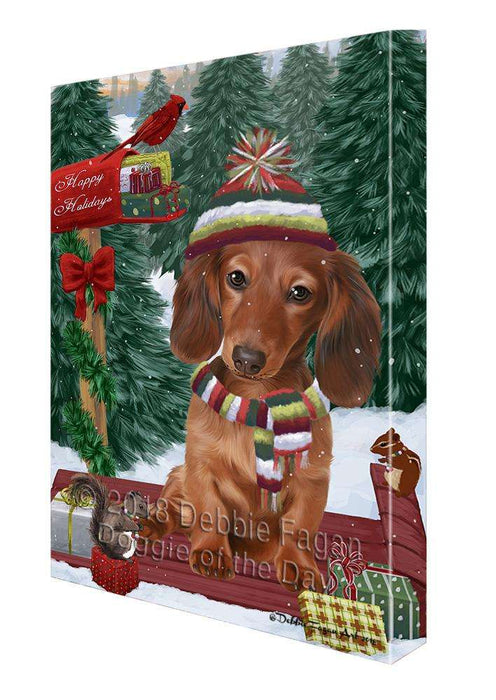 Merry Christmas Woodland Sled Dachshund Dog Canvas Print Wall Art Décor CVS114218