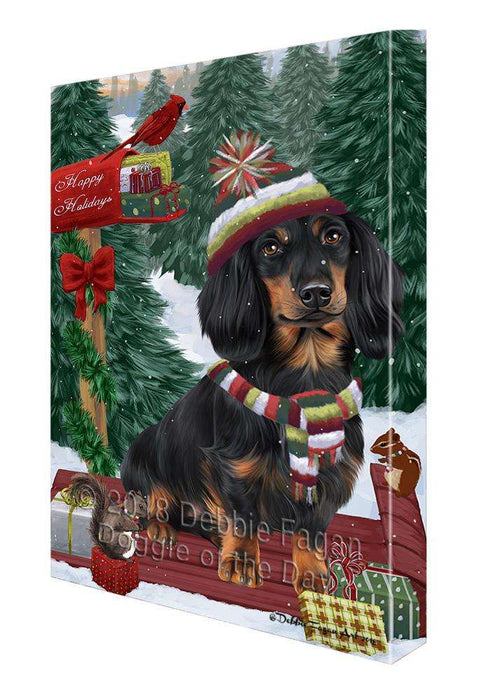 Merry Christmas Woodland Sled Dachshund Dog Canvas Print Wall Art Décor CVS114227