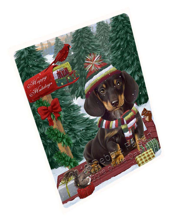 Merry Christmas Woodland Sled Dachshund Dog Cutting Board C69897