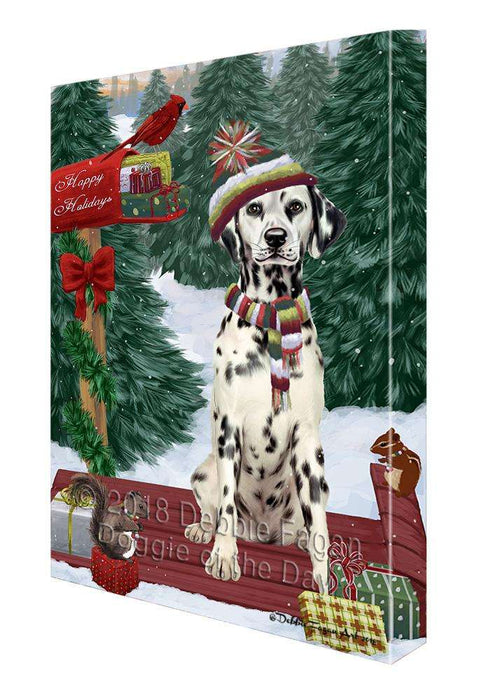 Merry Christmas Woodland Sled Dalmatian Dog Canvas Print Wall Art Décor CVS114236