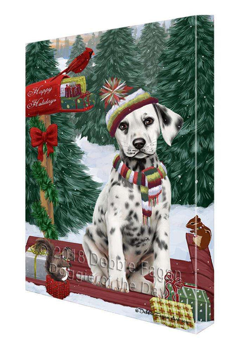 Merry Christmas Woodland Sled Dalmatian Dog Canvas Print Wall Art Décor CVS114245