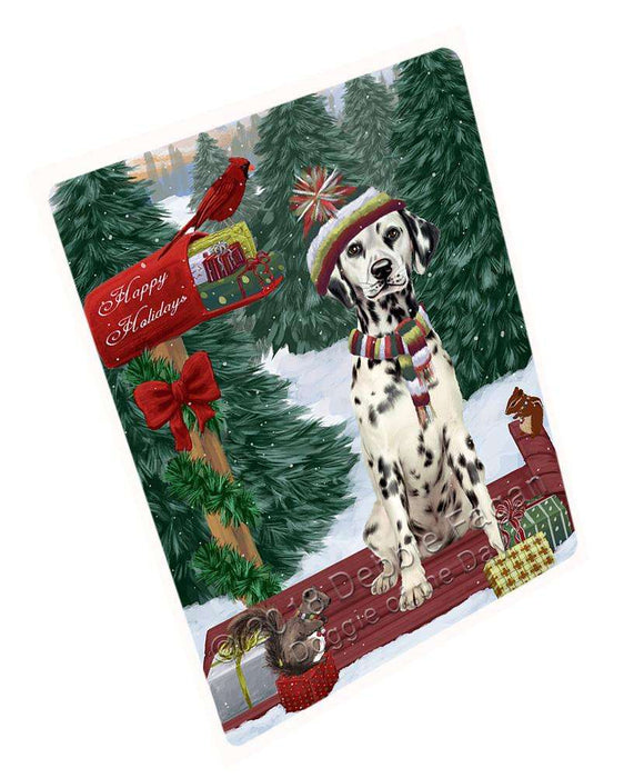 Merry Christmas Woodland Sled Dalmatian Dog Large Refrigerator / Dishwasher Magnet RMAG91806