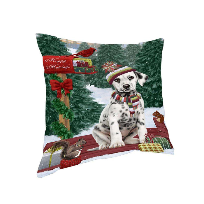 Merry Christmas Woodland Sled Dalmatian Dog Pillow PIL76968