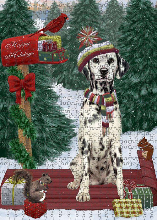 Merry Christmas Woodland Sled Dalmatian Dog Puzzle with Photo Tin PUZL87772