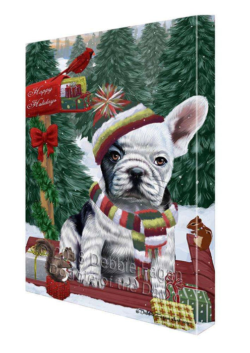 Merry Christmas Woodland Sled French Bulldog Canvas Print Wall Art Décor CVS114290