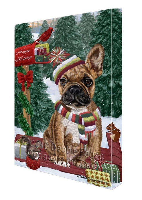 Merry Christmas Woodland Sled French Bulldog Canvas Print Wall Art Décor CVS114299