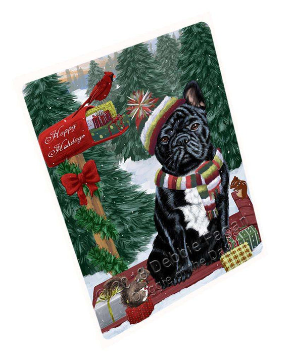 Merry Christmas Woodland Sled French Bulldog Large Refrigerator / Dishwasher Magnet RMAG91830