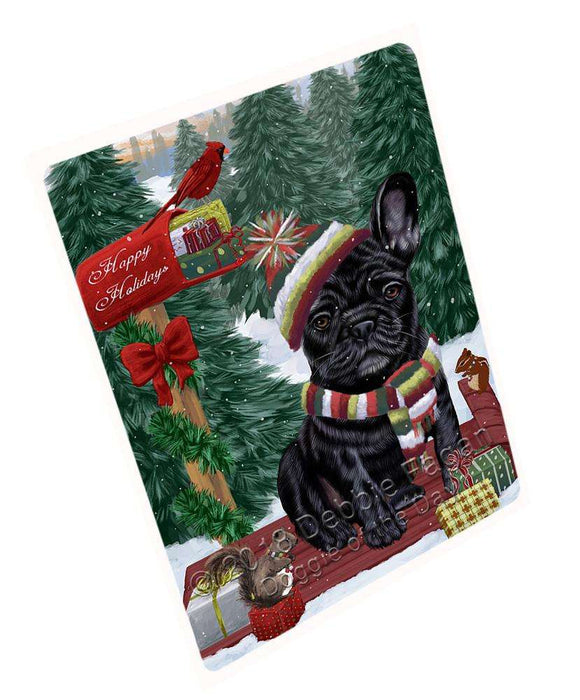 Merry Christmas Woodland Sled French Bulldog Large Refrigerator / Dishwasher Magnet RMAG91836