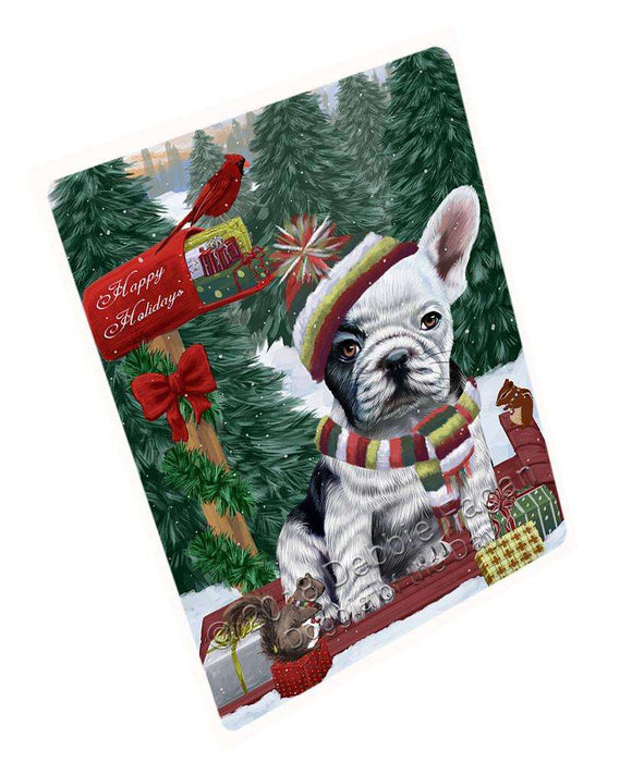 Merry Christmas Woodland Sled French Bulldog Large Refrigerator / Dishwasher Magnet RMAG91842