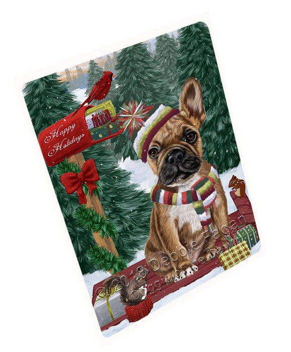 Merry Christmas Woodland Sled French Bulldog Large Refrigerator / Dishwasher Magnet RMAG91848