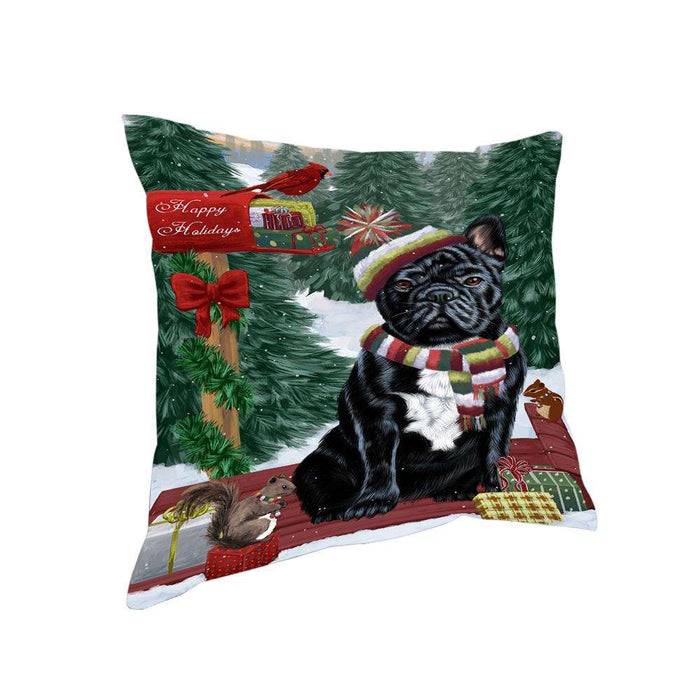 Merry Christmas Woodland Sled French Bulldog Pillow PIL76980