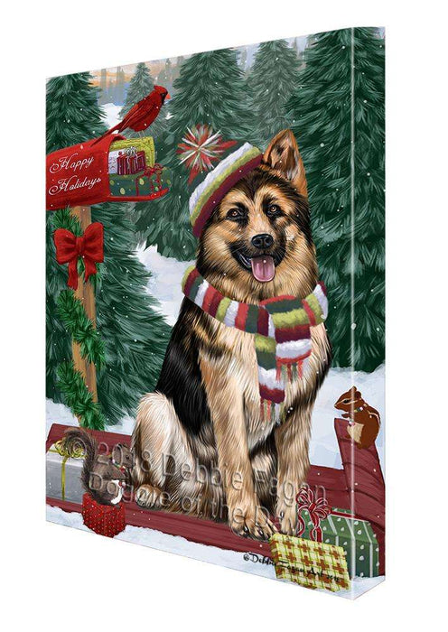 Merry Christmas Woodland Sled German Shepherd Dog Canvas Print Wall Art Décor CVS114308