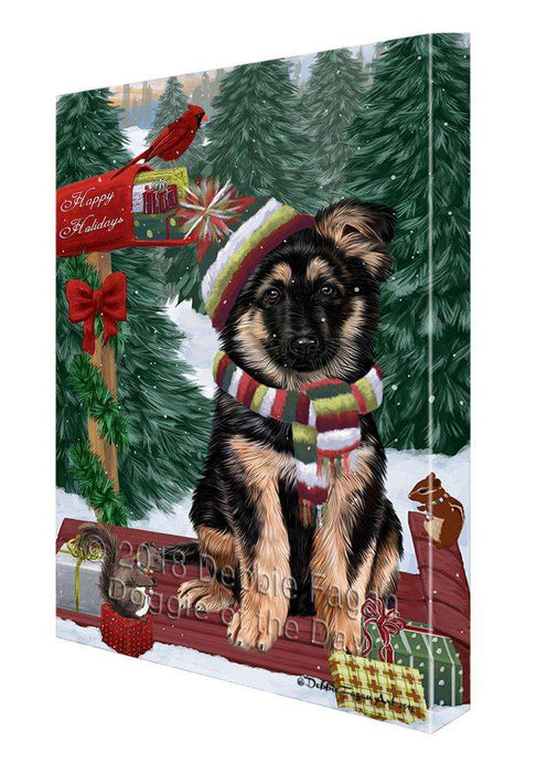 Merry Christmas Woodland Sled German Shepherd Dog Canvas Print Wall Art Décor CVS114317