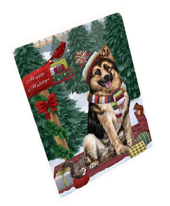 Merry Christmas Woodland Sled German Shepherd Dog Large Refrigerator / Dishwasher Magnet RMAG91854