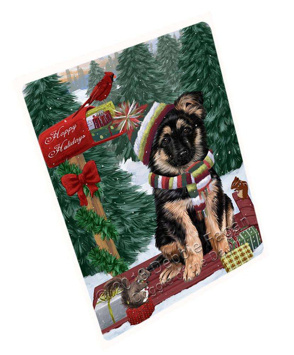 Merry Christmas Woodland Sled German Shepherd Dog Large Refrigerator / Dishwasher Magnet RMAG91860